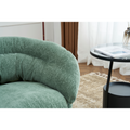 Comfy Chenille Upholstered 360 Swivel Club Chair Accent Chair With Removable Cushion, Round Office Chair With Black Metal Base, Cotton Material, Living Room, Bedroom, Reading Corner, Office Green