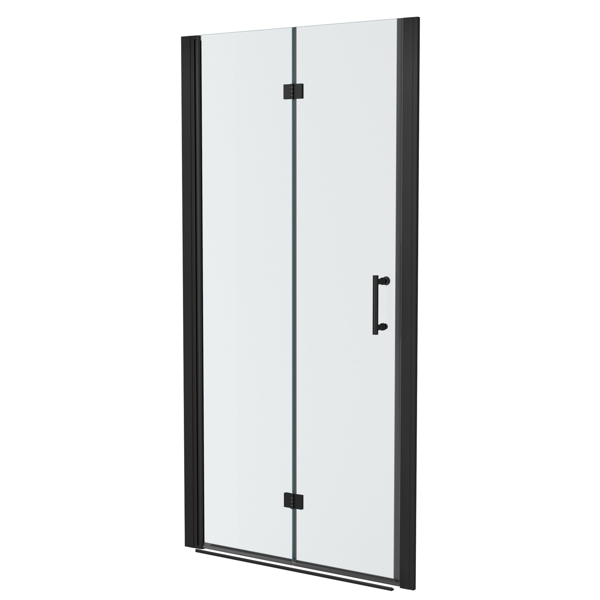 30"W X 72"H Fold Frameless Shower Door With Tempered Glass, Matte Black Matte Black Glass