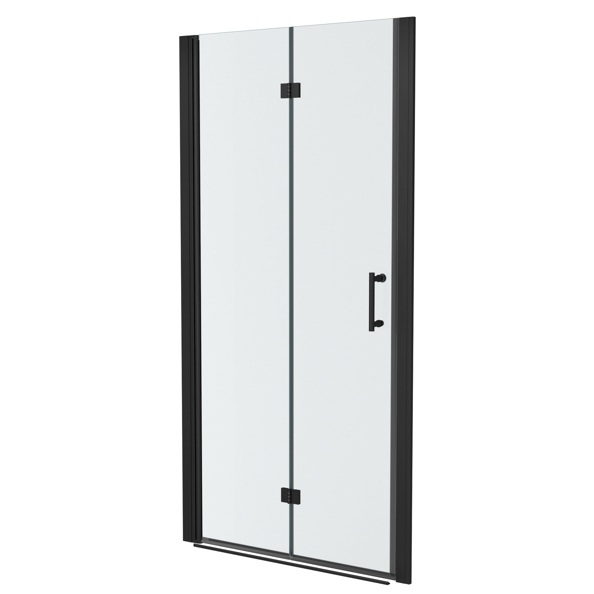 32"W X 72"H Fold Frameless Shower Door With Tempered Glass, Matte Black Matte Black Glass