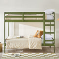 Modern Simple Solid Wood Twin Over Twin Bunk Bed, Olive Green Olive Green Pine Pine