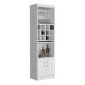 Pisek Bar Cabinet 5 Tier, Wine Cabinet, Liquor Cabinet, 12 Bottle Cubbies, 5 Shelves, White White Solid Wood Mdf Engineered Wood