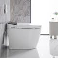 Elongated Smart Toilet With Elongated Heated Bidet Seat, Intelligent Toilet With Bidet Built In, Feet Sensor,Auto Open Close Seat, Off Seating Auto Flush, Night Light, Warm Water & Dryer,White White Bathroom Luxury Porcelain