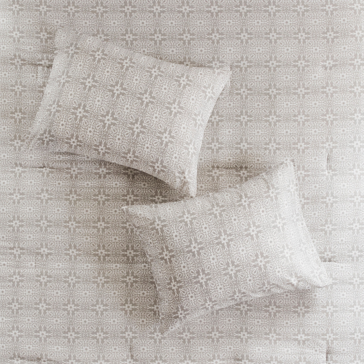 6 Piece Embroidered Cotton Reversible Comforter Set Ivory King Cal King King Ivory Polyester