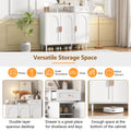 Elegant Shoe Cabinet With Arched Doors And Drawer, Cream Style Storage Sideboard With Adjustable Shelves And Solid Wood Legs For Entryway, Living Room, White Freestanding 1 2 Drawers White Primary Living Space Adjustable Shelves Particle Board Mdf