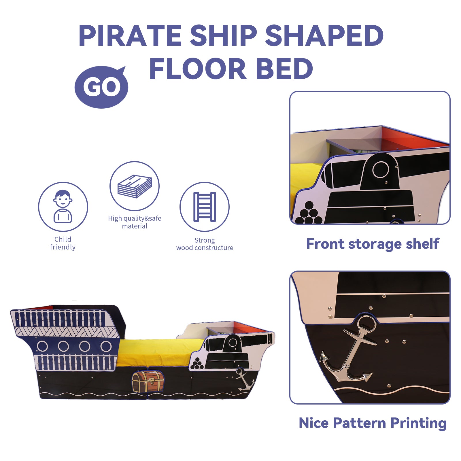 Pirate Bed Twin Blue Mdf