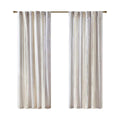 Poly Printed Curtain Panel With Tufted Stripe And Lining White Brown 50X84