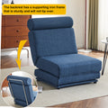 Single Sofa Chair Foldable Single Sofa Bed With Pillow,Portable Foldable Sofa Bed,Leisure Sofa Chair,Easy To Store,Made Ofand Wearable Linen Blue Modern Foam Linen