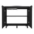 2 Freestanding Utility Base Cabinet With Stainless Steel Countertop And 2 Door, Black Black Solid Wood Mdf Engineered Wood