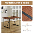 Industrial Rectangular Mdf Walnut Color Wood Grain Dining Table For 4 6 People With 1.5 Inch Thick Mdf Top And Black Metal Legs For Desks, Kitchens, Patios, Dining Rooms. Walnut Mdf