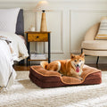 Memory Foam Pet Bed For Small Dogs & Cats With Washable Removable Cover Non Slip Base Waterproof Liner Egg Crate Foam For Improved Sleep, Brown,Large Brown Fabric