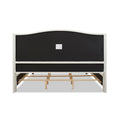 Marcella Upholstered Shelter Headboard Bed Set, California King, Antique White Polyester Box Spring Required California King Antique White Wood Foam Polyester Polyester