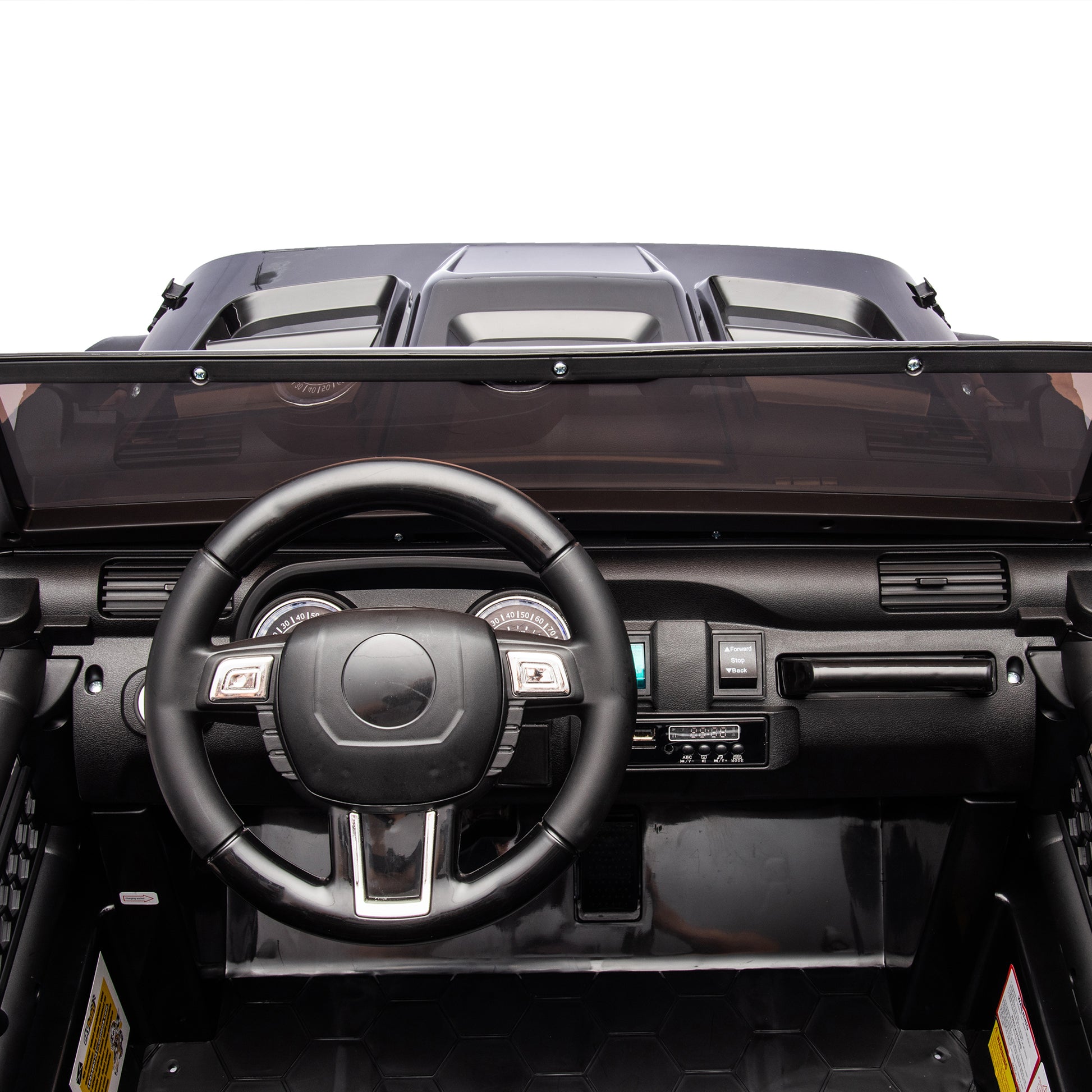 24V Two Seater Kids Ride On Truck Car W Parents Control,200W*2,Seat Width 20.28In,Four Wheel Suspension,Led Lights,Music,Mp3,Bluetooth,Two Independent Seat Belts,Suitable For Off Road For Kids Aged 3 Black 100 149 Lbs Polypropylene