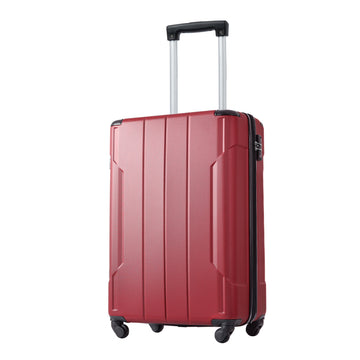 Hardshell Luggage, Lightweight Durable Abs Suitcases With Double Wheels Tsa Lock 20'' Single Luggage Red Abs