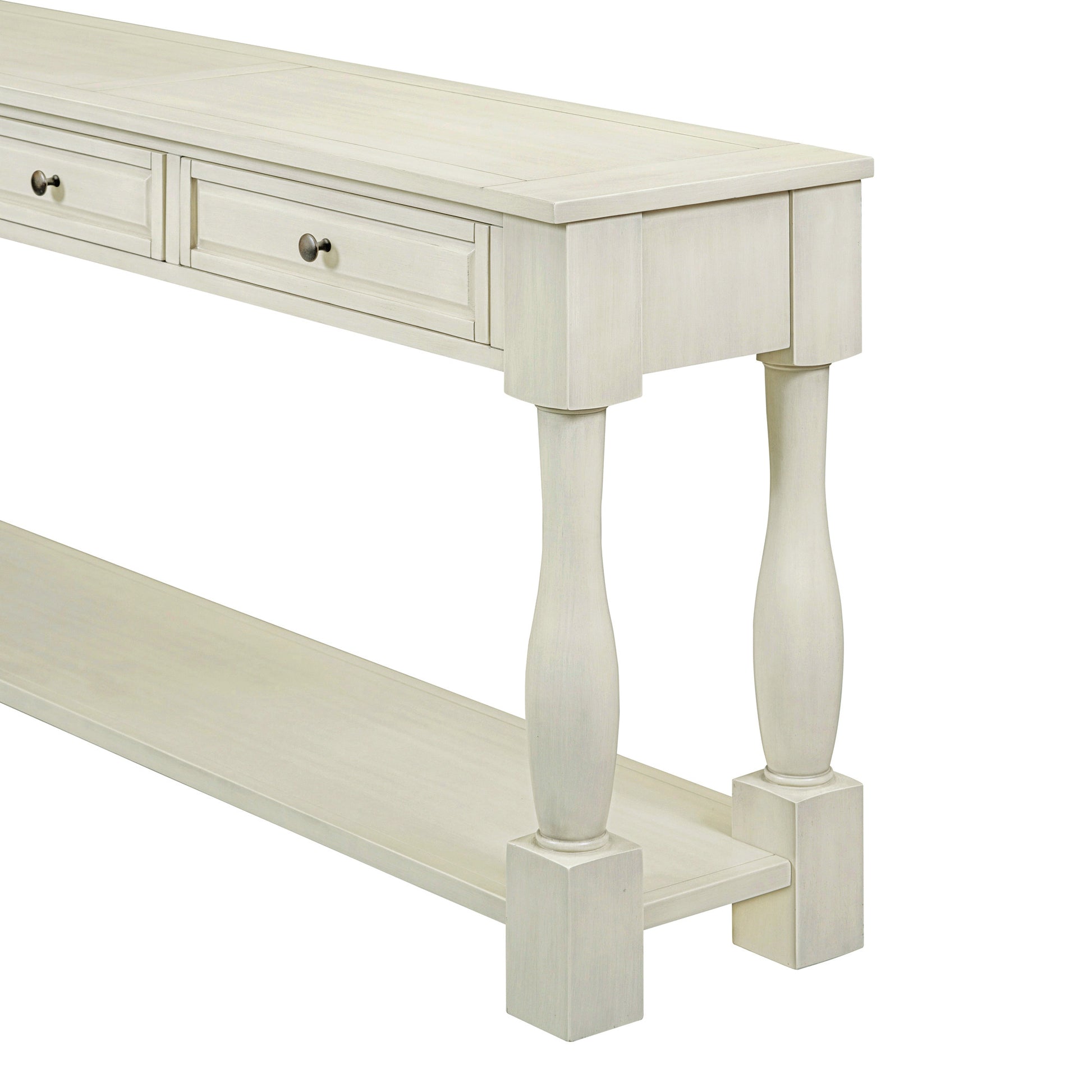 Console Table 63" Long Console Table With Drawers And Shelf For Entryway, Hallway, Living Room Antique White, Old Sku: Wf193795Aak Antique White Solid Wood