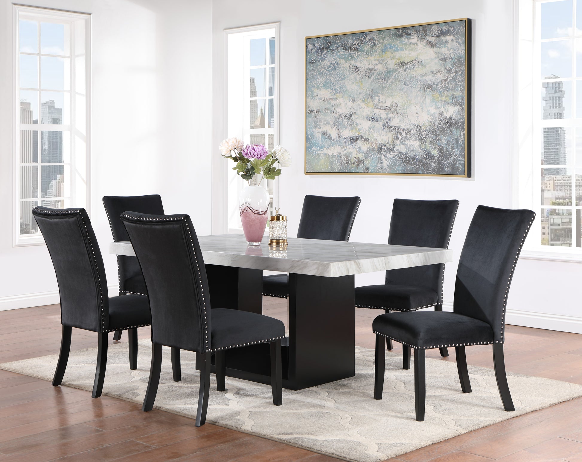 Sheena Dining Table Black Rubber Wood