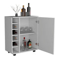 Wick Bar Cart With Integrated Wine Storage, Spacious Cabinet And Smooth Rollers White Dining Room Modern Particle Board Shelves Included Engineered Wood