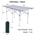 Portable Folding Lightweight Aluminum Camping Picnic Table For 4 6, Compact Roll Top Table With Carry Bag Silver Aluminum