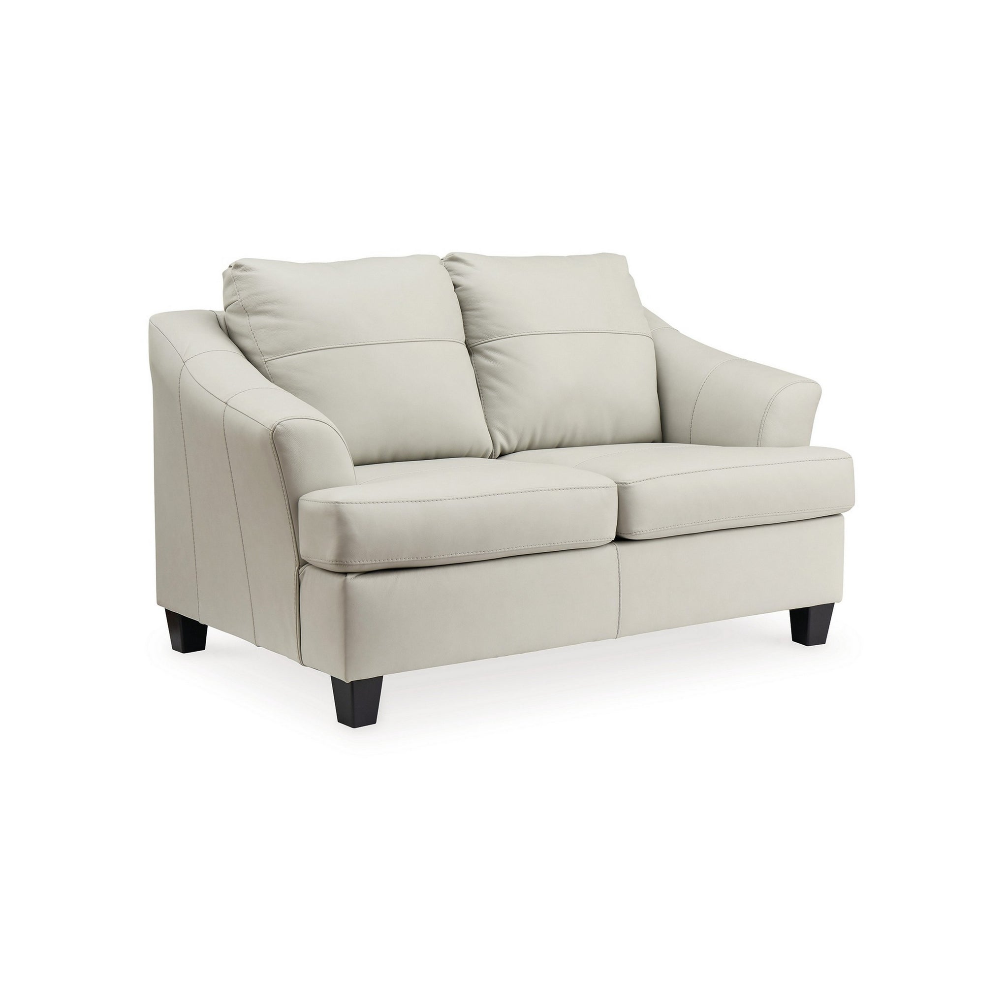 Geno 65 Inch Loveseat, Oversized Back Cushion, Off White Leather Off White Leather