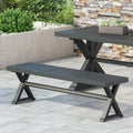 Outdoor Dining Bench, Antique Matte Black Black Aluminium