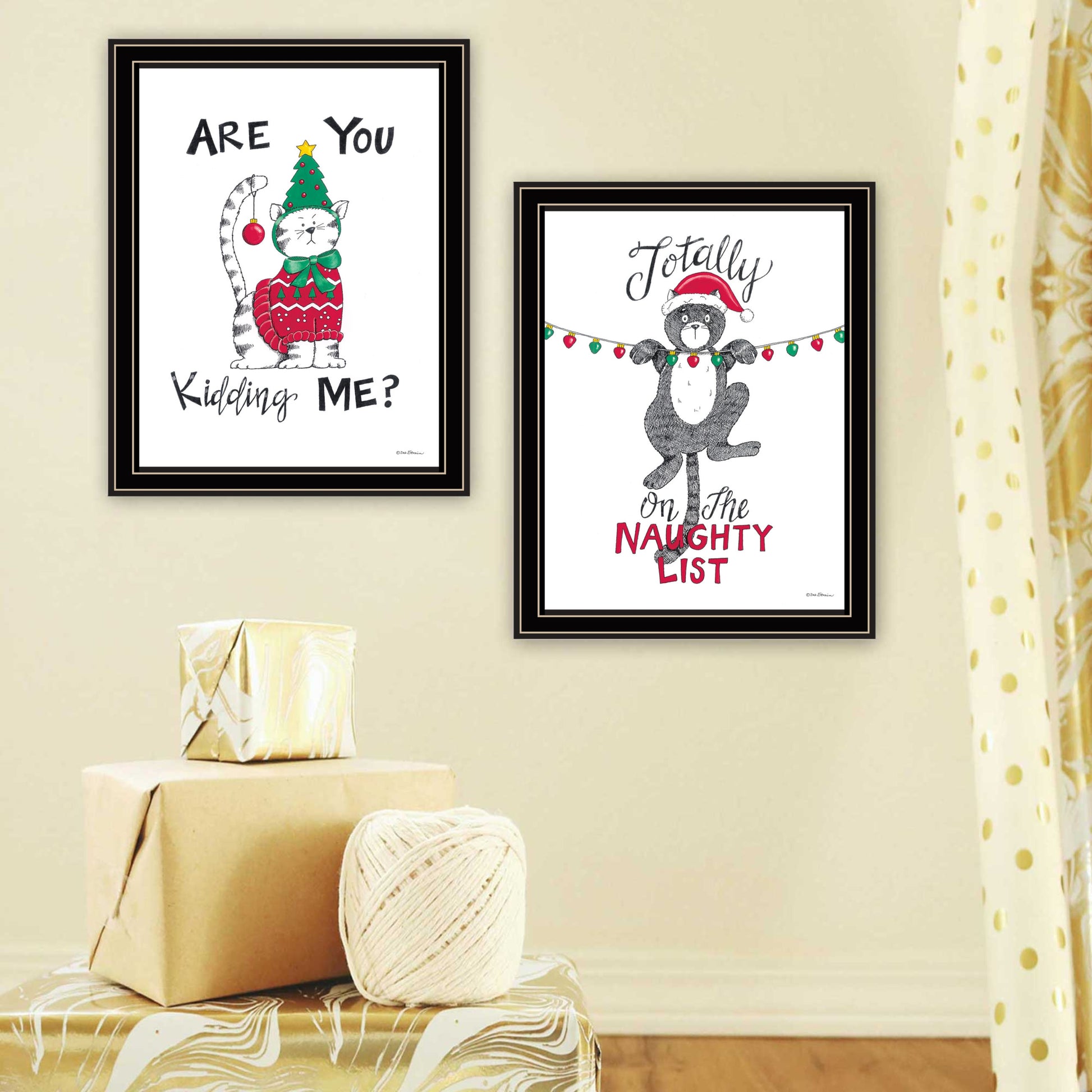 2 Piece Vignette Are You Kidding Me Black Framed Wall Art For Living Room, Bedroom Wall Art Print For Home Decor By Deb Strain Multi Wood Paper