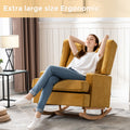 Coolmore Nursery Rocking Chair Upholstered Mid Century Modern Rocker Oversized Armchair For Living Room With Solid Wood Base Mustard Mustard Primary Living Space Foam Linen