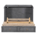 Full Size Murphy Bed With Large Drawers,Gray Full Gray Plywood