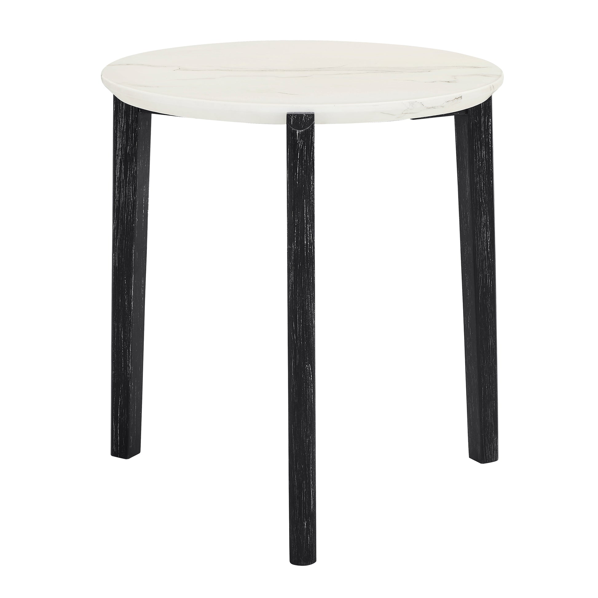 Living Room Coffee Table: Modern And Stylish 24 Inch Round Small Coffee Table, Imitation Marble Tabletop With Rubber Wood Solid Wood Legs, Wooden Coffee Table, Living Room, Office, Home White Black