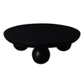 35 In. Solid Wood Round Coffee Table, Modern Accent Table For Living Room, Black Black Primary Living Space Industrial Freestanding Mango Coffee & End Tables Round Wood