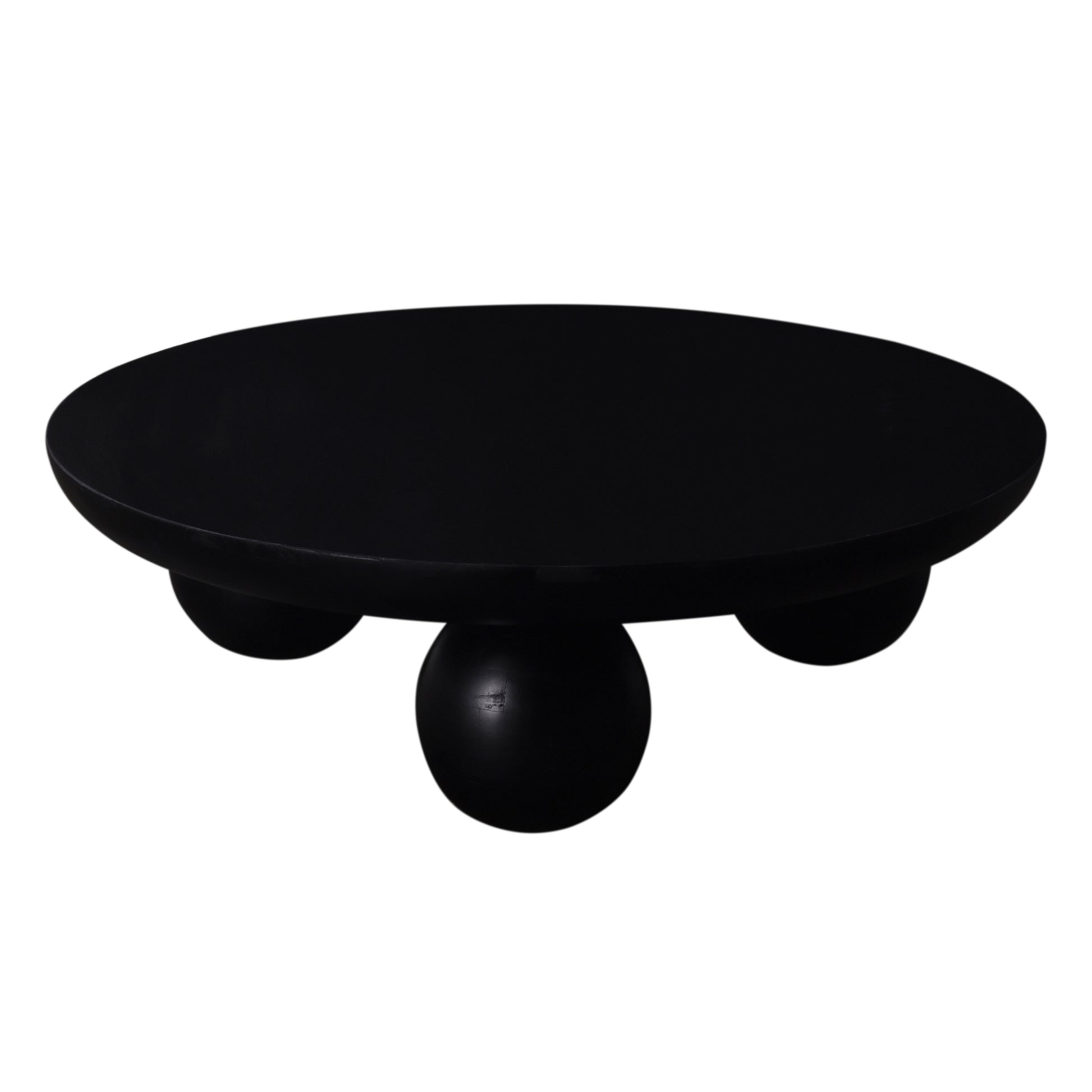 35 In. Solid Wood Round Coffee Table, Modern Accent Table For Living Room, Black Black Primary Living Space Industrial Freestanding Mango Coffee & End Tables Round Wood