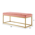 Modern Tufted Channel Entryway Bench Emerald Velvet Upholstered End Of Bed Bench With Metal Frame,Footboard Bench For Living Room, Bedroom Blush Foam Velvet