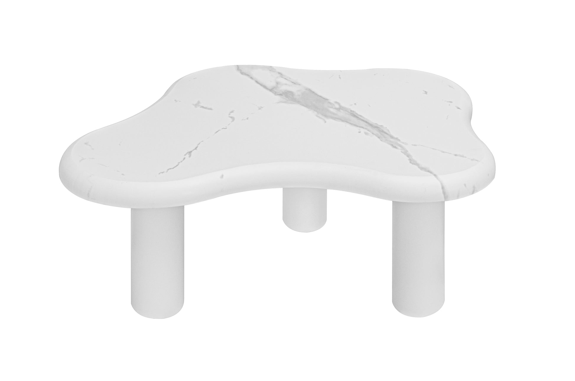 Cloud Coffee Table Classic Modern Marbling Tea Table, Irregular Indoor End Table For Living Room Apartment Free Shape With 3 Legs White Modern Mdf