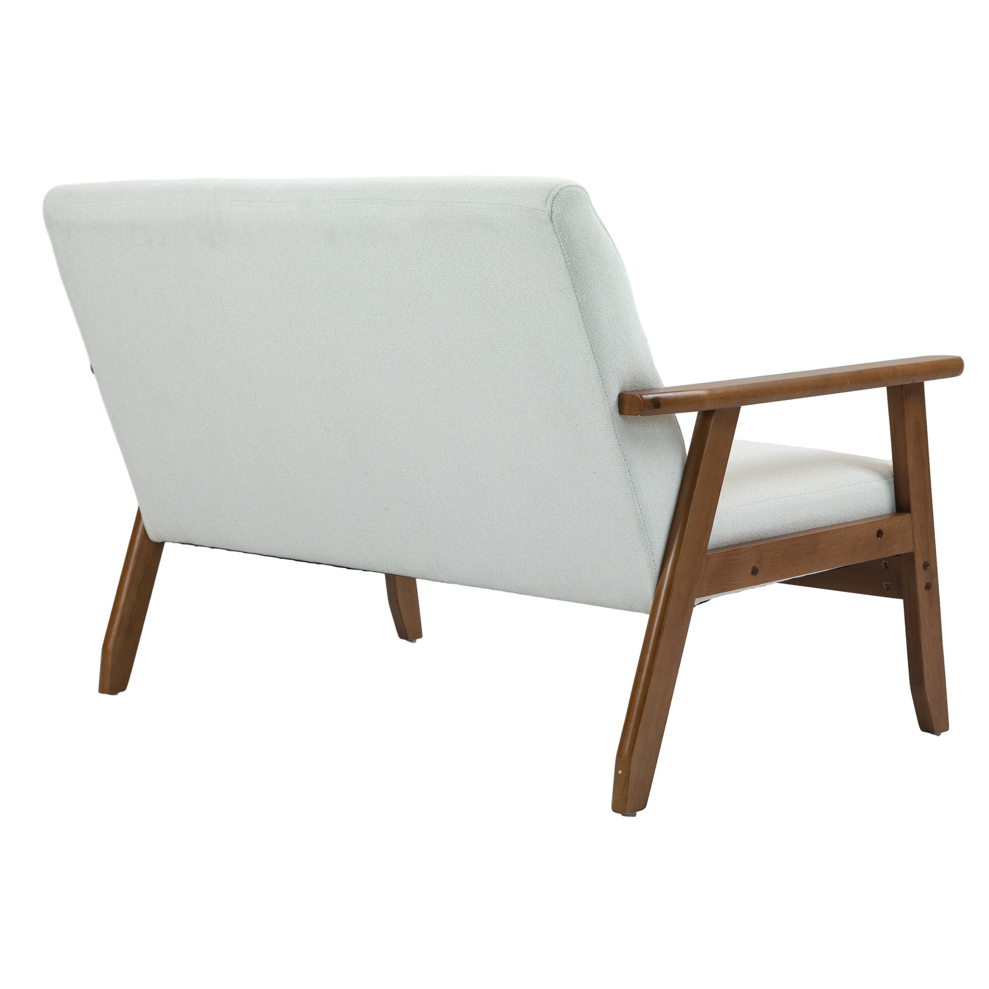 Coolmore Mid Century Modern Solid Loveseat Sofa Upholstered Linen Loveseat, 2 Seat Upholstered Loveseat Sofa Modern Couch Beige Linen 2 Seat