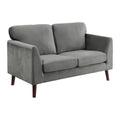 Modern Contemporary 2Pc Sofa Set Gray Sofa Loveseat Velvet Upholstery Dark Brown Legs Solid Wood Living Room Furniture Gray Velvet Wood Primary Living Space Modern Solid Wood 5 Seat