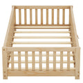 Twin Size Bed Floor Bed With Safety Guardrails And Door For Kids, Natural Old Sku: W158090686 Twin Natural Pine