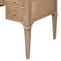 Dauphin Gold Accent 5 Drawer Wood Executive Desk, Natural Brown Wood Brown Solid Wood Mdf Solid Wood Mdf