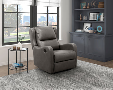 Faux Leather Upholstery Gray Reclining Chair 1Pc Living Room Furniture Comfort Seating Gray Faux Leather Wood Primary Living Space Solid Wood