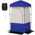 Outsunny Portable Shower Tent, Privacy Shelter, Camping Dressing Changing Tent Room With Solar Shower Bag, Floor And Carrying Bag, Blue Blue Oxford Fabric