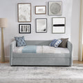 Daybed With Trundle Upholstered Tufted Sofa Bed, Twin Size, Boucle Fabric, Grey 83