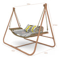 Hammock Swing Chair With Stand For Indoor,Outdoor, Anti Rust Wood Colored Frame 570 Lbs Capacity With Cushion Oversized Double Hammock Chair For Patio Balcony Bedroom Ban On Old W1132P155978 Gold Brown Rattan Metal