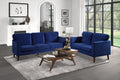 Modern Contemporary Living Room 1Pc Loveseat Blue Velvet Upholstery Dark Brown Legs Solid Wood Furniture Blue Velvet Wood Primary Living Space Modern Solid Wood