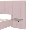 Full Size Upholstered Platform Bed With Big Headboard, Bedroom Furniture, Velvet, Pink Full Pink Plywood