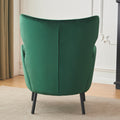Wing Back Velvet Accent Chair, Modern Living Room Armchair Comfy Upholstered Single Sofa Chair For Bedroom Dorms Reading Reception Room With Metal Legs & Pillow, Green Green Velvet