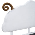 Full Size Upholstered Platform Bed With Sheep Shaped Headboard, White Full White Plywood