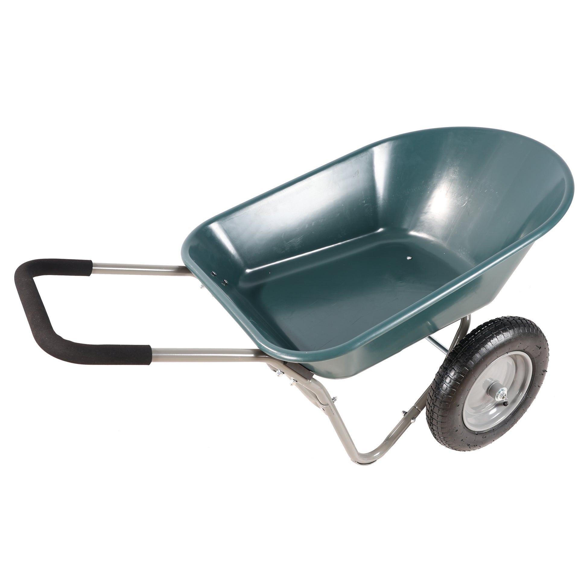 Wheel Barrow Two Wheeled Trolley For Green Garden 15 Inch Pneumatic Wheel Wb1001Gn Green Abs Steel Q235