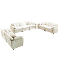 Modern Living Room Sofa 3 Pieces Set, Two 2 Seater Sofas And One 3 Seater Sofas, Upholstery Large Deep Seat Sofa With Sofat Cushion And Pillowss, Beige Corduroy Beige Corduroy 7 Seat