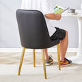 2 Modern Dining Chairs, Sleek Pu Leather Backrest, And Gold Metal Legs Bring A Comfortable Home Experience To The Kitchen, Bedroom, And Office. Black Pu