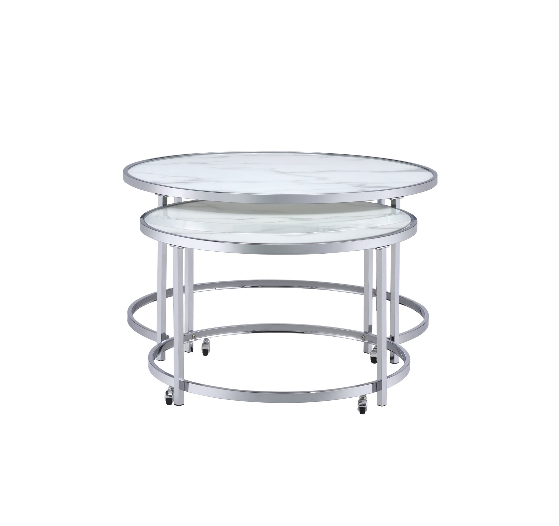 Rayne Nesting Cocktail Tables White White Stainless Steel