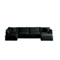 Comfort U Shaped Couch With Reversible Chaise, Modular Large U Shape Sectional Sofa, Double Extra Ottomans,Black Chenille Black Chenille 4 Seat