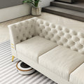 Fx P83 Cw Sofa Modern Velvet Living Room Chesterfield Design 82.7Inch Wide Sofa Cream White Color Beige Velvet 3 Seat