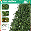 7Ft Pre Lit Artificial Holiday Christmas Tree For Home, Office,Party Decoration W 700 Warm White Lights, 2231 Branch Tips, Easy Assembly, Metal Hinges & Foldable Base Green Pvc